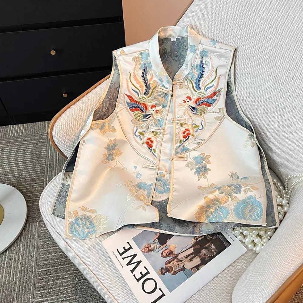 Embroidered Cream and Blue Women's Top